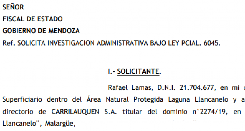 LLANCANELO, DESASTRE AMBIENTAL, PROVOCADO POR EL GOBIERNO DE MENDOZA. &ldquo;PRIMERA DENUNCIA&rdquo;. SE ROBARON UN R&Iacute;O.