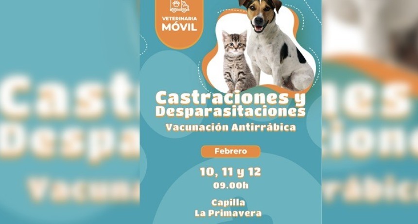Se realizar&aacute; un operativo de veterinaria m&oacute;vil en La Primavera